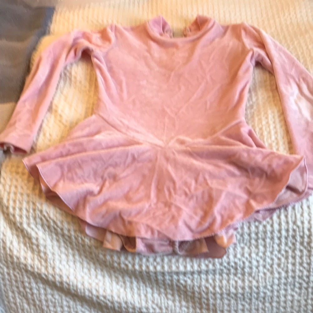 Girls pink velvet ice skating dress